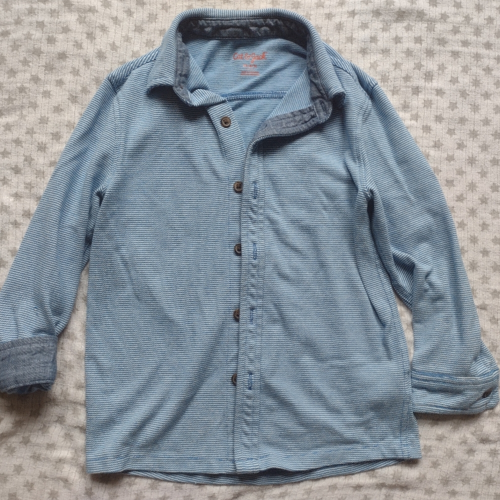 Soft Button-Up with Collar and Denim Details
